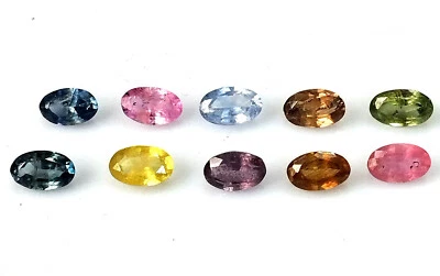 3X5 mm Oval Ceylon Sapphire Multi Color Faceted Unheated Natural Stone 10 Pieces - Image 1 of 4