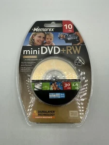 Memorex Mini DVD-RW 10 Pack Sealed Single Sided DVD Camcorder Discs BRAND NEW - Picture 1 of 2