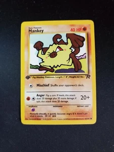 Mankey - 1st Edition Team Rocket Pokémon #61/82 - NM - Picture 1 of 2