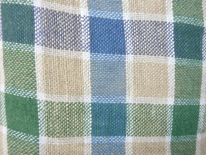 Halbleinenstoff - kariert -  grün/beige/blau - 1,50 m breit - Meterware  - Bild 1 von 3
