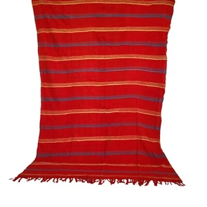 Vintage Handmade Moroccan Flat Weave Kilim Rug Berber Fringe Tribal Wool Carpet - Picture 1 of 24