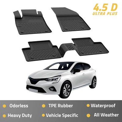 Tapetes de assoalho para Renault Clio 2020-2024 forro de piso para carros ajuste fantasia preto - Imagem 1 de 4