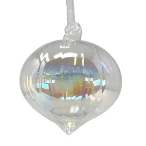 4 Inch Clear Iridescent Onion Glass Christmas Ornament Decoration - Picture 1 of 4