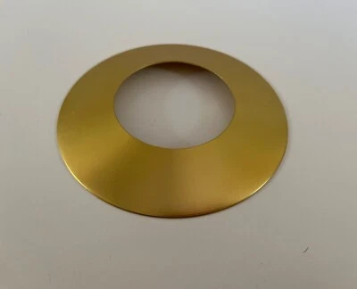 罕见未穿 Sheila Teague 铝碟手镯手链 金色 1970 年代英格兰 — 第 1/4 张图片