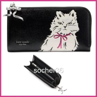 KATE SPADE WHISKERS SAFIANO LEATHER CONTINENTAL ZIP AROUND WALLET  NWT $218 - Image 1 of 4