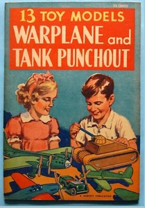 VINTAGE - 13 MODELLINI GIOCATTOLO - WARPLANE e TANK PUNCH-OUT BOOK 1941 - LOWE - INUTILIZZATO - Foto 1 di 12