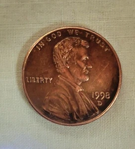 1998-D Lincoln Memorial Penny Close AM - Picture 1 of 4