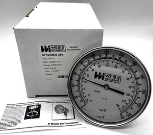 NIB Weiss 5VBM25-250 Bi-Metal Thermometer 2.5" Stem 1/2" NPT Conn. 250°F - Picture 1 of 4