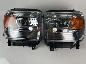 14-18 GMC Sierra 1500;15-19 2500/3500HD Chrome Square Projector Headlights Set - Picture 1 of 20