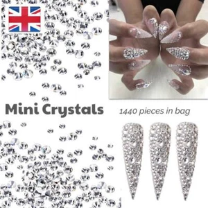 Nagel Mini Kristall Strasssteine klar flache Rückseite Hotfix Steine zum Selbermachen Dekoration 1 mm - Bild 1 von 17