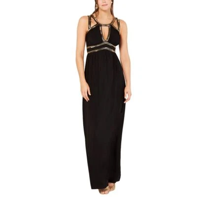 MARCIANO NEW Women's Black Halter-neck Beaded Evening Gown Dress 0 TEDO - Image 1 of 2