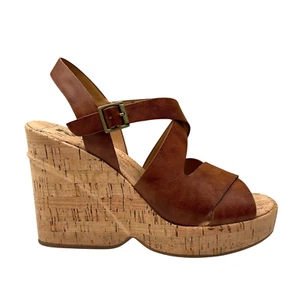 Korks Brigitte Women's Wedge Platform Sandal Size 7 Brown/Tan Open Toe Style - Picture 1 of 10