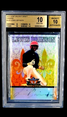 2012 Leaf Valiant Orange LB2 Lewis Brinson Auto /99 RC BGS 10 /10 PRISTINE POP 2 - Image 1 of 4