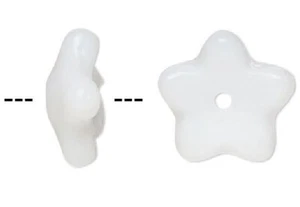 50 tapas de cuentas de flores de vidrio prensado checo opaco blanco de 8x3 mm para caber cuentas de 6-8 mm - Imagen 1 de 3