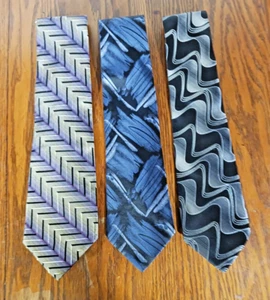 Lot 3 100% Silk Pierre Cardin Ties Neckties Abstract Geometrical. Good Condition - Picture 1 of 11