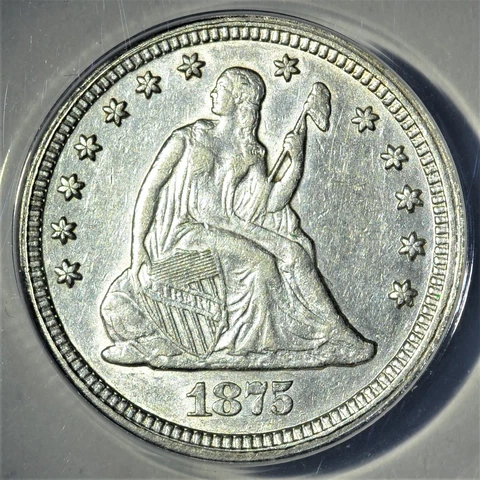 1875 Seated Liberty Quarter Dollar ANACS AU50 Details Beautiful Type Coin s-0137 Cover