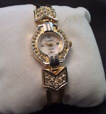 Pretty Ladies Cardini Rhinestone Quartz Watch With Gold Tone Bracelet Band