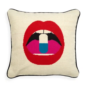 Jonathan Adler Lips Full Dose Needlepoint Throw Pillow - 18" - Picture 1 of 1