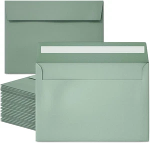 50 Packs 5X7 Envelopes, Sage Green 5X7 Envelopes for Invitations, Wedding, Postc - Picture 1 of 8