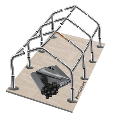 Комплект навесов для автомобиля 10x24 фута |1-3/8 дюйма идентификационные фитинги + брезент + банджи | без опор для крыши / ножек - Изображение 1 из 4