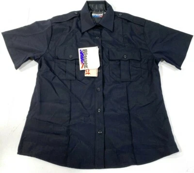 NEW BLAUER WOMENS SHORT SLEEVE WOOL SHIRT 8460W DARK NAVY 42 REGULAR - Image 1 of 3