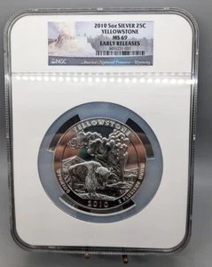 2010 USA America The Beautiful 5 oz Fine Silver Coin, Yellowstone, Early Release - Picture 1 of 5