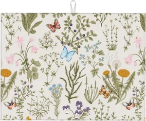 Sage Green Wild Flower Leaves Dish Drying Mat for Kitchen Counter XL, Microfiber - Picture 1 of 9