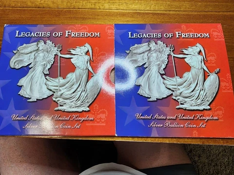 2003 Legacies of Freedom U.S. & U.K. silver set -Eagle and Britannia -SHIPS FREE Cover