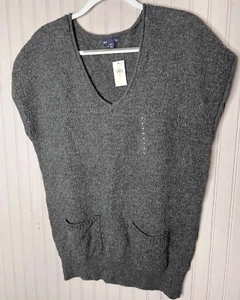 GAP Women SWEATER VEST XXL Soft Gray Cotton Pullover Stretch Designer NEW - Picture 1 of 11