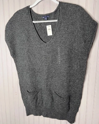 GAP Women SWEATER VEST XXL Soft Gray Cotton Pullover Stretch Designer NEW - Image 1 of 4