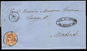Asturias - Edi o 52 - 1861 - Carta Mat Rueda de Carreta "12 - Oviedo" a Madrid - Imagen 1 de 1