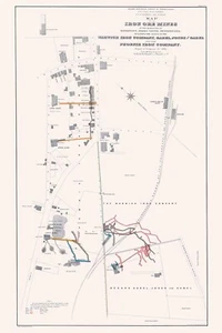 1882 Mappa delle miniere di minerale di ferro della contea di Boyertown Berks Pennsylvania - Foto 1 di 4