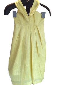 Full Circle Silk Dress Small Yellow Short Party Dress L 28" C28" Hardly Used - Picture 1 of 24