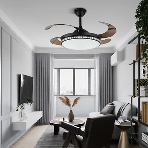 42" Retractable Ceiling Fan w/Light and Remote 3-Color Change LED Chandelier - Picture 1 of 35