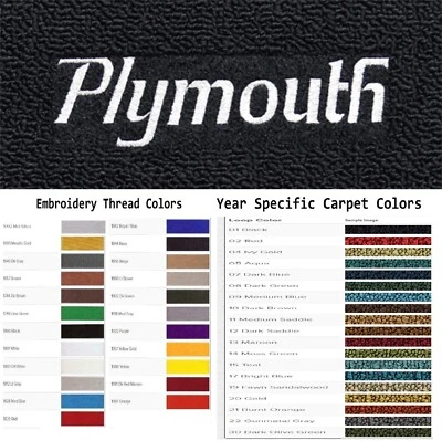 Tapetes de 4 piezas ACC 1963-1973 Plymouth Valiant Custom Plymouth Word Logo Foto 1 de 4