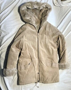 WINLIT New York Leather  Faux Fur Reversible  Hooded Jacket Womens Medium VTG - Picture 1 of 12