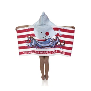 Toalla con capucha de playa a rayas de ballena para niños niñas Suntime 24" x 48" toalla de regalo nueva - Imagen 1 de 6