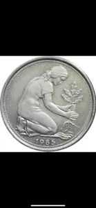 1985 J West German 50 Pfennig Old Antique Foreign European Coin - Picture 1 of 2