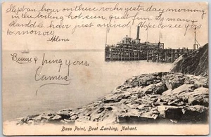 Nahant Massachusetts MA, 1909 Bass Point, atterraggio in barca, rocce, cartolina d'epoca - Foto 1 di 2
