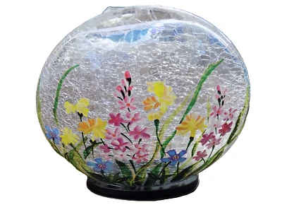 LED Accent Light up (Crackled Glass) Flowers 9.5" Battery Operated Hand Painted - Image 1 of 4