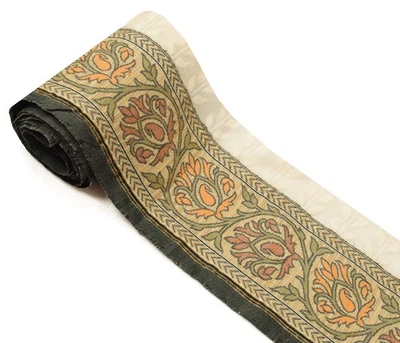 Cinta tejida sushila vintage marrón seda borde sari artesanía india borde costura Foto 1 de 4