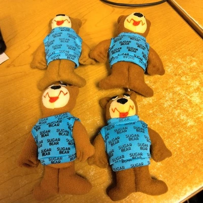 4 Mini estatuilla de peluche vintage de oso de azúcar de 4,5" muñeca poste cereal dorado crujiente años 80 Foto 1 de 4