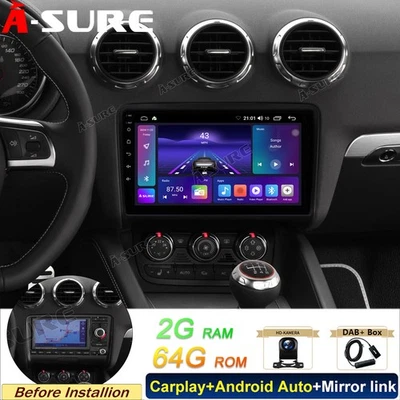 DAB+ 64G Android 14 Autoradio Carplay SWC GPS Navi Kam für Audi TT 8J 8N 2006-14 - Bild 1 von 4