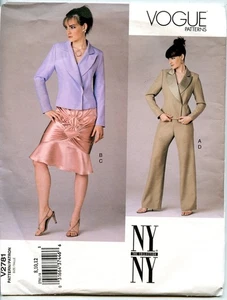 PATRÓN DE MODA 2781 NY The Collection NY - NUEVO SIN CORTAR 8-10-12 Chaqueta Falda Pantalones - Imagen 1 de 2