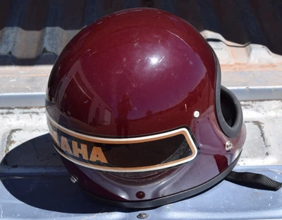 RARE Vintage 1979 Team YAMAHA Helmet Motorcycle Full Face Burgundy/Black 7 1/2 - Image 1 of 4