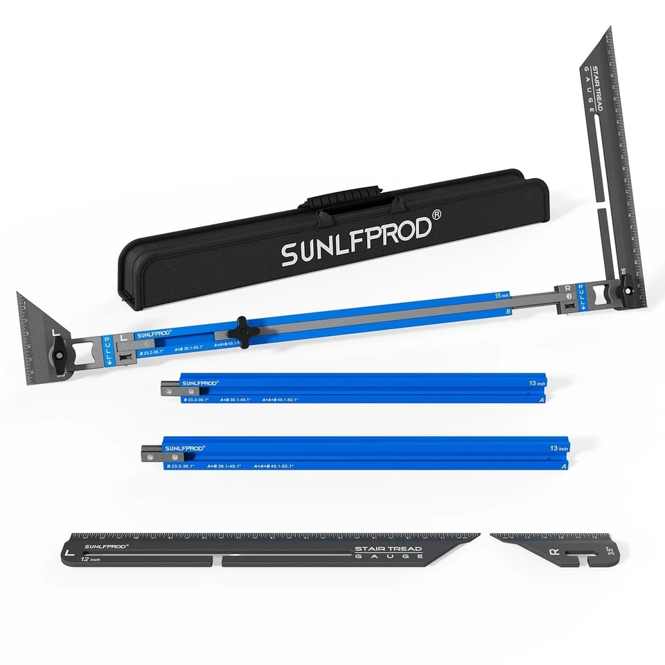 Ferramenta moldura escada quadrada medidor de piso modelo gabarito ferramenta de medição alumínio - Imagem 1 de 4