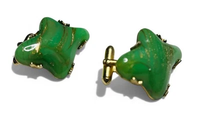 Gemelos de cristal veneciano de Murano SWANK firmados mediados de siglo años 60 tono dorado Foto 1 de 4