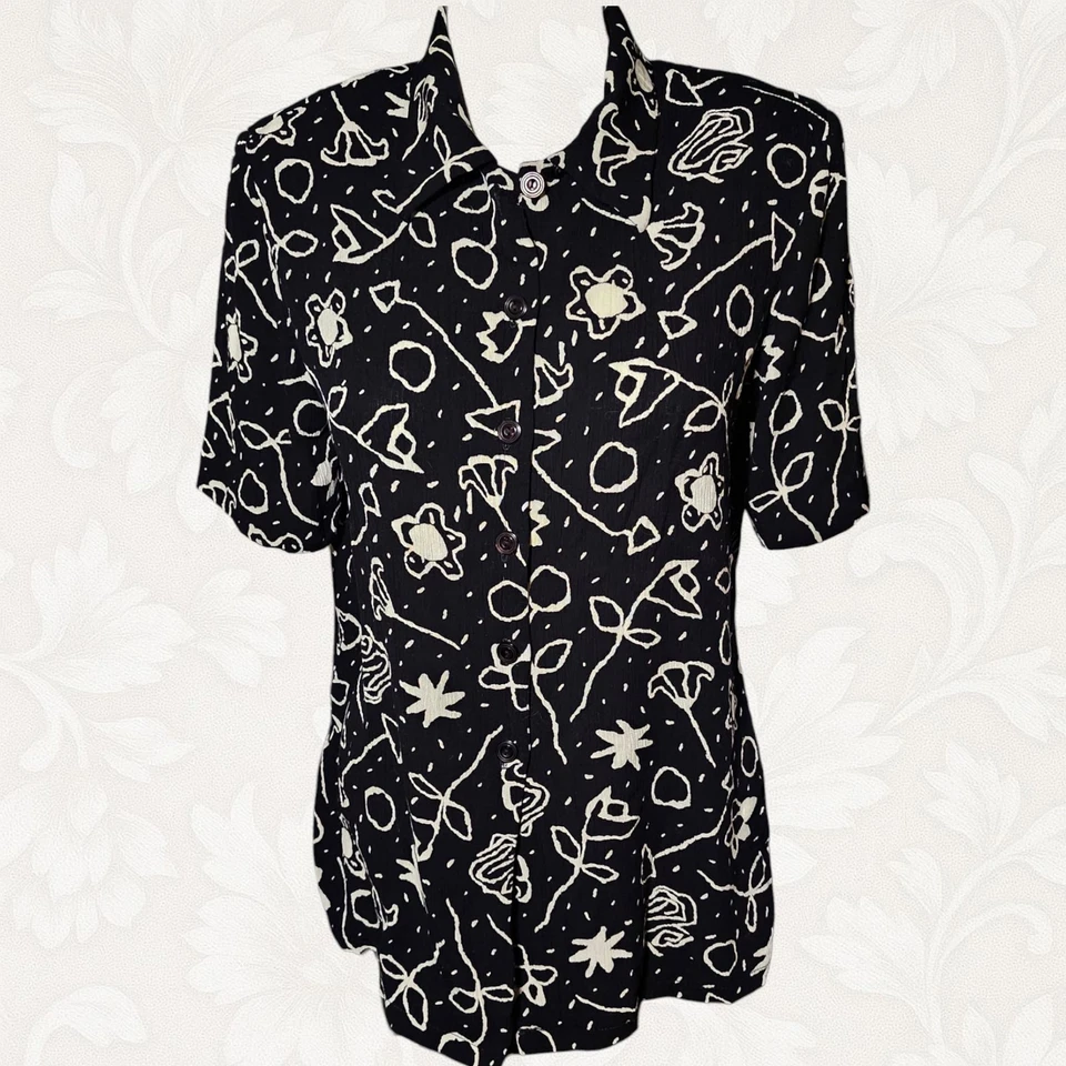 Blusa Vintage Braemar por Jeremy Scott Estampado Abstracto XS/S Avant Garde Y2K Foto 1 de 4