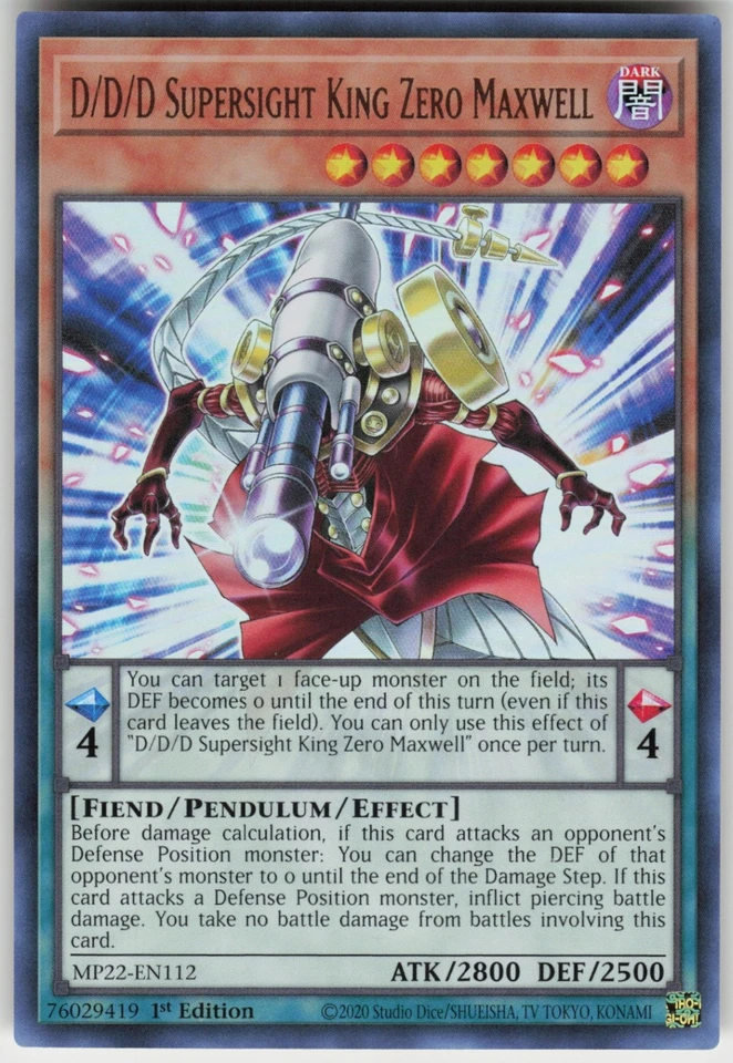 1st Ed Ultra Rare D/D/D Supersight King Zero Maxwell MP22-EN112 2022 Tin of the - Image 1 of 1