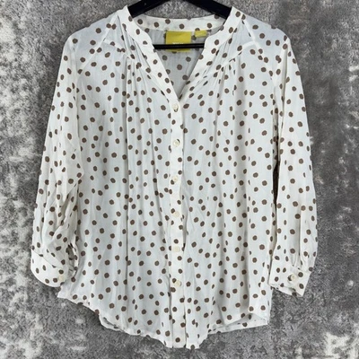 Maeve Anthropologie Sz XS Polka Dot Button Up Blouse 3/4 Sleeve Boho - Image 1 of 4